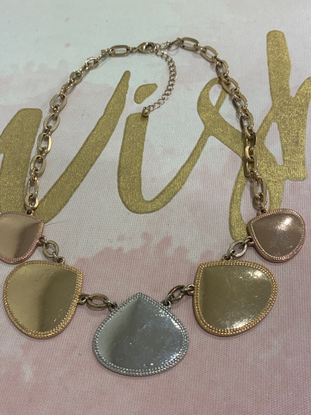 Gold and Silver Multi-Tone Statement Necklace - Women Jewelry